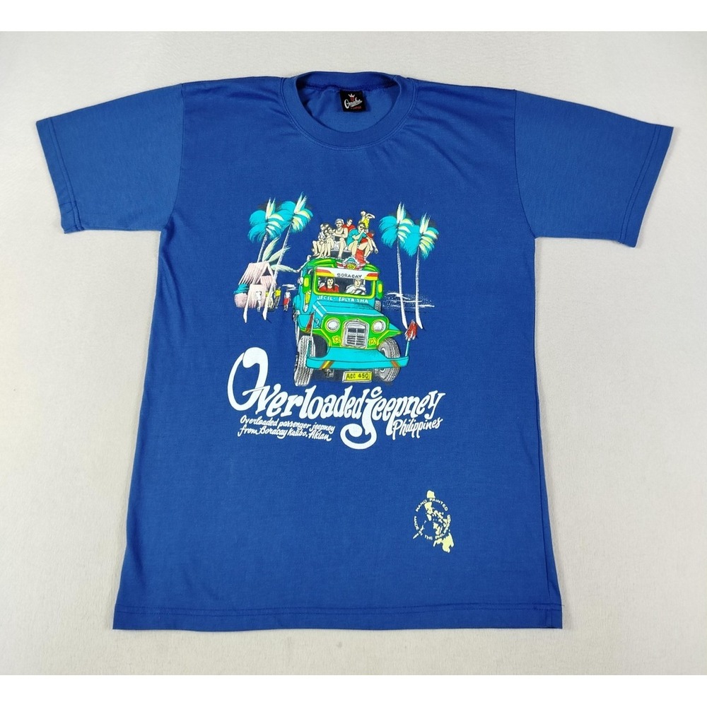 Omaha Shirt Mens XL Blue Hand Painted Overloaded Jeepney‎ Philippines Souvenir